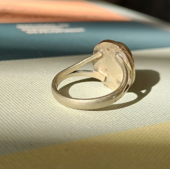 Split Shank Multicolor Marble Silver Ring 5 - Picture 4 of 5